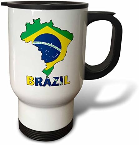 Бразилско знаме на 3drose на картата и букви од кригла во Бразил, 14-унца, не'рѓосувачки челик