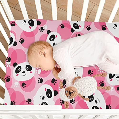 Умирико симпатична розова панда на Денот на в Valentубените на в Valentубените N Play Baby Player Playard Sheets, Mini Crib Sheet