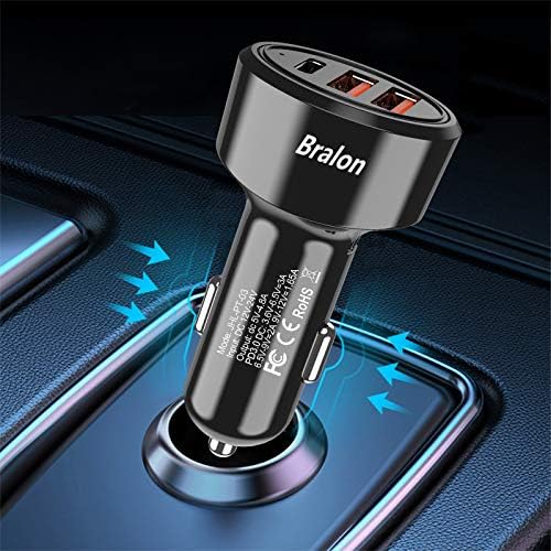 USB C Car Charger [2-Pack], Bralon 44W Брз адаптер за полнач за автомобили компатибилен со телефон 12/12 Pro/12 Mini/11/11 Pro/XS/XR/X/8/7,