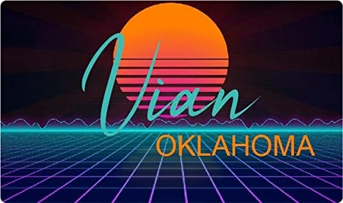 Вијан Оклахома 2 x 1,25-инчен винил декл Стикер ретро неонски дизајн