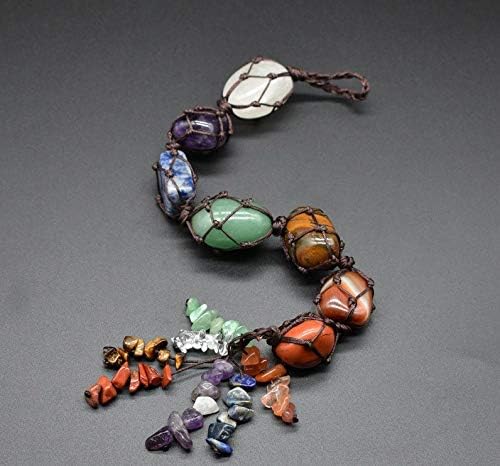 Сибосун Чакра Стоунс, 7 чакра заздравувачки кристали Фенг Шуи украс, домашен декор за среќа, скапоцен камен што виси автомобил, духовна медитација