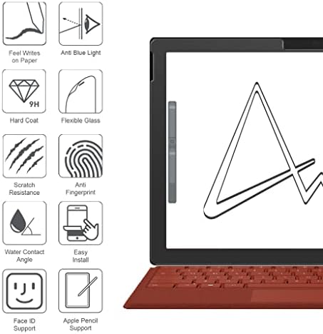 Флексибилна стаклена хартија за оклоп, чувствувај го заштитниот екран за Surface Pro 7, анти-сјај со филтер за сина светлина