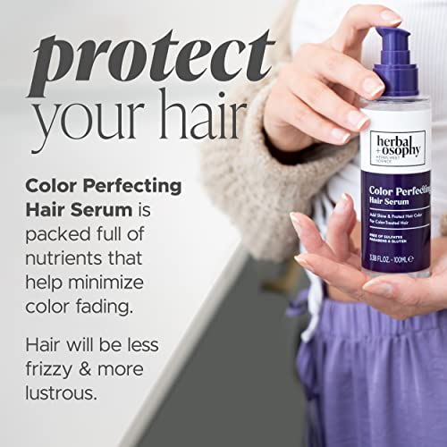 Herbalosophy 2 x 16,9 fl Oz Purple Shampoo & Clasherater Поставен за руса и сива коса, со 3,38 fl oz серум за коса, елиминира месинг