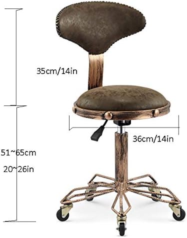 Вртење столче со тркала ， лабораториски столче со сино PU синтетичко кожено седиште ， прилагодлива висина 51-65 см ， Поддржана тежина 160 кг