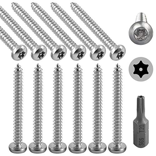 Hilitchi 50 парчиња 8 x 1-1/2 ”копче од не'рѓосувачки челик глава торкс метални завртки безбедносни сребрени завртки анти-кражба