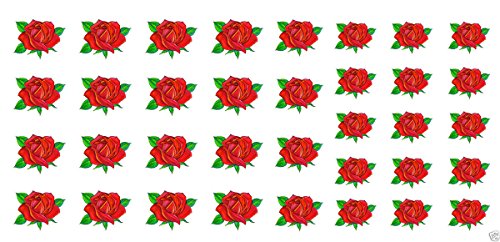 Црвени рози во вода слајд на ноктите Декларации - Лист за квалитет на салон 5,5 x 3!