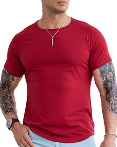 Машки мускули вклопуваат маици со краток ракав Атлетски тенок фит лежерен тренингот маички врвни врвни