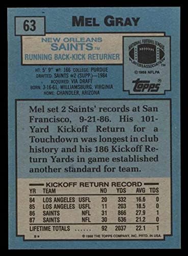1988 Топпс # 63 Мел Греј Newу Орлеанс светци NM/MT Saints Purdue