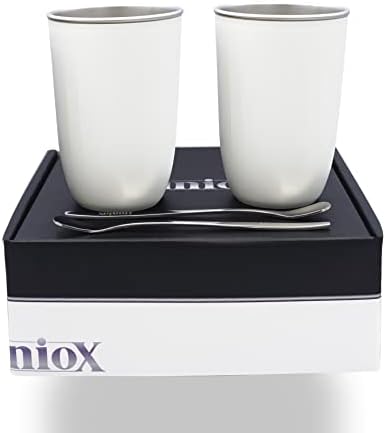 Huniox сет од 2 чаши за вода, инфузии, чај, лате, мраз кафе, пиво, сода не'рѓосувачки челик со двоен wallид за термичка изолација