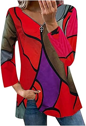 Женски врвови удобни случајни долги ракави џемпери во боја на патент, разделете лабава блуза маички пад на маици, туничен пуловер