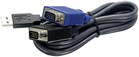 TRENDNET 2-во-1 USB VGA KVM Кабел, TK-CU10, VGA/SVGA HDB 15-Пински Машки На Машки, USB 1.1 Тип А, 10 Нозете, Поврзете Компјутери
