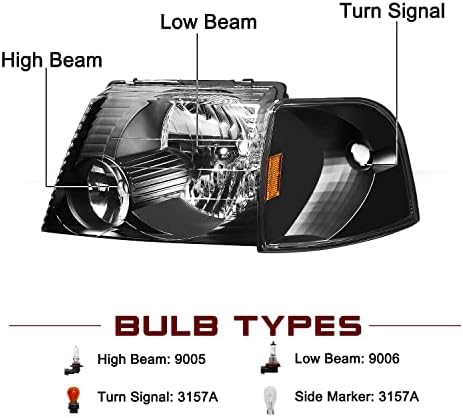JSBOYAT Фарови Собранието Замена w/Агол Светла 4pcs за 2002-2005 Форд Explorer Фаровите возачот &засилувач; Патнички Страна