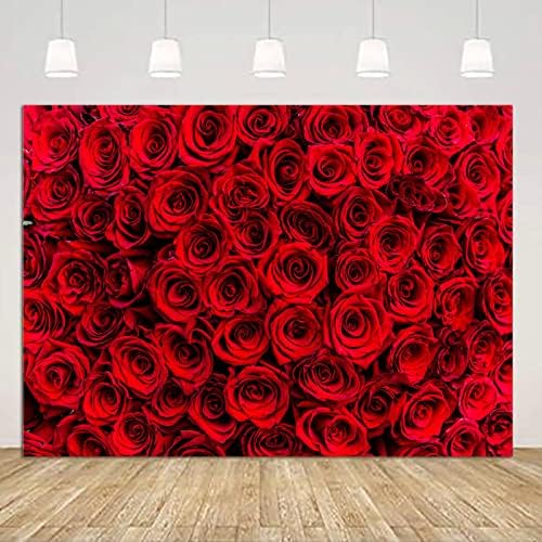8x6ft Црвена Роза Цветни Ѕид Фотографија Позадини Денот На Вљубените Фото Позадина Свадба Невестински Туш Декорација Фото Студио