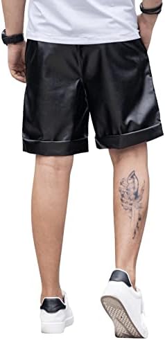 Ојоангл Машка кожерна шорцева шорцева патент со кратки панталони за кратки панталони