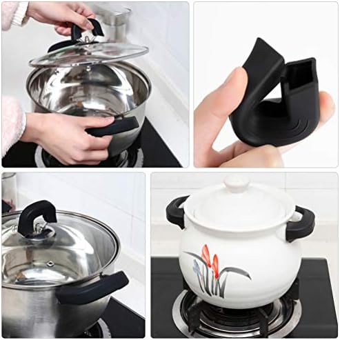1 пар силиконски држач за топла рачка за садови за садови за митници со силиконски рачки капаци топла изолација изолирана прибор за готвење за тави од леано железо ?