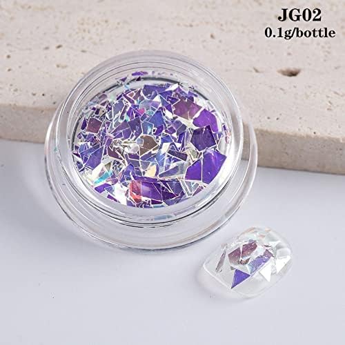1JAR Purple Opal Flake Glitter Nails додатоци Аурора во прав Фолии Неправилни искрин акрилни sequins нокти за украсување - декорација