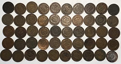 1907 P Индиски глава цент ролна 50 монети Пени продавач добро