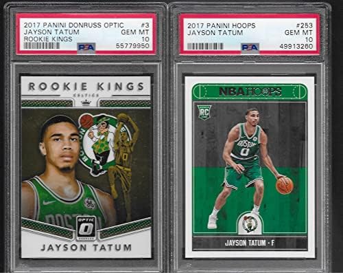 PSA 10 Jayson Tatum 2 Rookie Rociaty Lot Panini Donruss Optic & Hoops Оценети PSA Gem Mint 10 Celtics Superstar Player Player