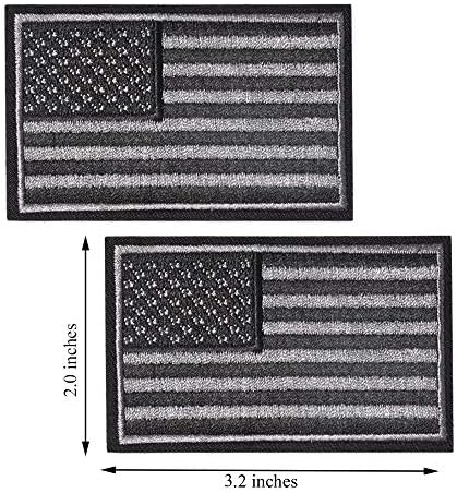 Shelcup 2 парчиња тактички американски патеки за знаме - блак и сиво - Американско знаме САД Соединетите држави на Америка воена