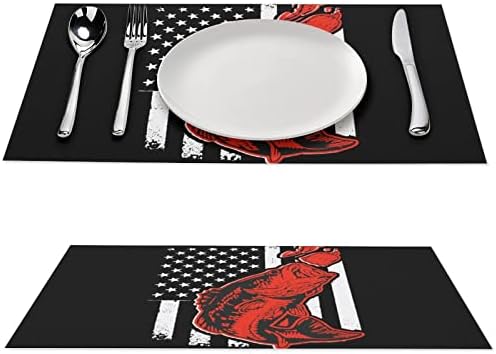 Бас риболов американско знаме ПВЦ Матици за маса што се перат за подлога за табели за табели за трпезариска маса за трпезариска маса
