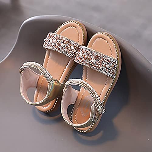 Девојки сандали отворени пети Rhinestone принцеза фустан рамни чевли летни сандали за мали деца девојки фустани чевли девојки девојки