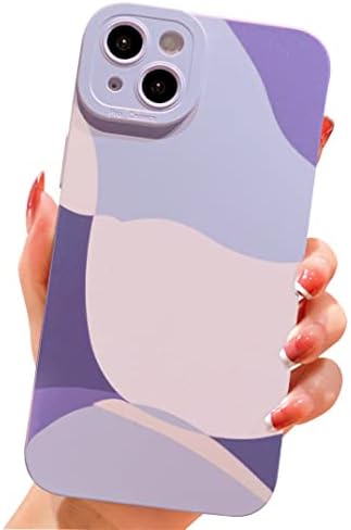 YKCZL Компатибилен со Iphone 14 Случај, Симпатична Насликана Уметност Срце Шема Целосна Камера Објектив Заштитни Тенок Мек Шок-Отпорен Телефон Случај За Жени Девојки-Вио