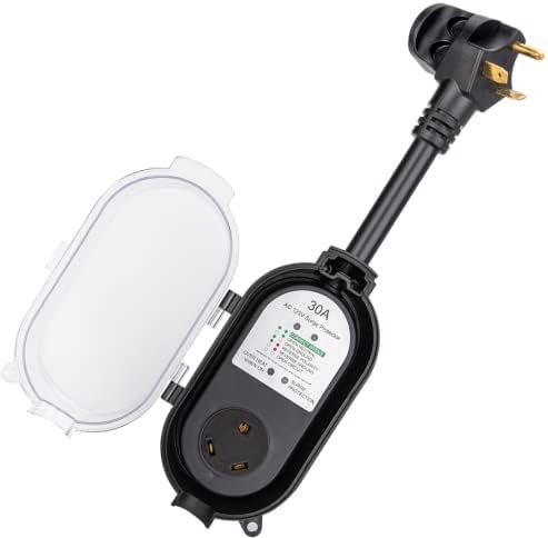 Anbull RV Surge Protector 30Amp, преносен колори за анализа со водоотпорен корица и LED индикатор ， 2100J Дефанзивец на напон за напон за RV, CAMPER, TRAILER