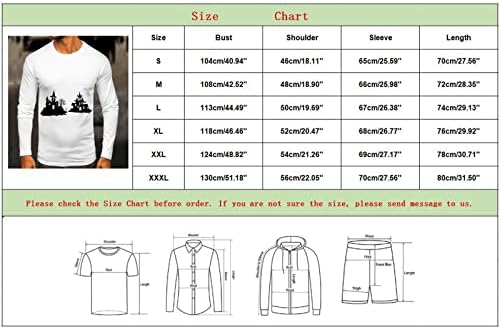 Маици за мажи XXBR Ноќта на вештерките, мажите среќни Ноќта на вештерките прогонувани куќа печати со долг ракав смешен графички тенок фит тренинг