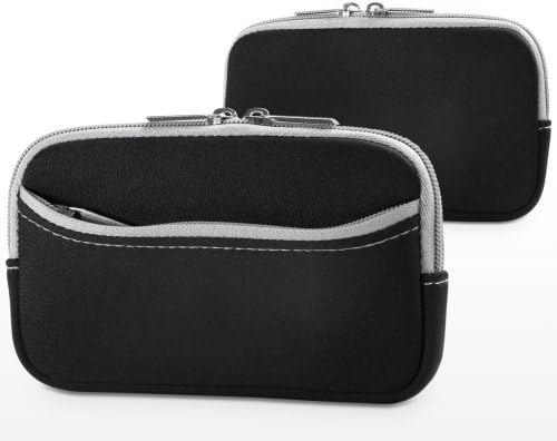 Case Boxwave Case for Huawei P40 - Softsuit со џеб, мека торбичка Неопрена покривка на ракав Зипер џеб за Huawei P40 - jet Black со сива трим
