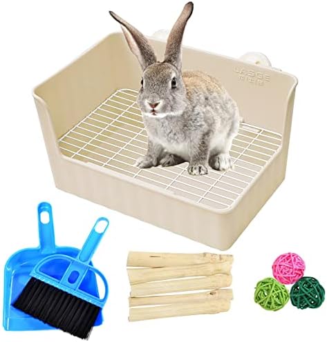 Хамиледии зајак кутија за легло, миленичиња пластични плоштади, зајачки агол тренер Поти со кафез на мало животно чиста метла молар