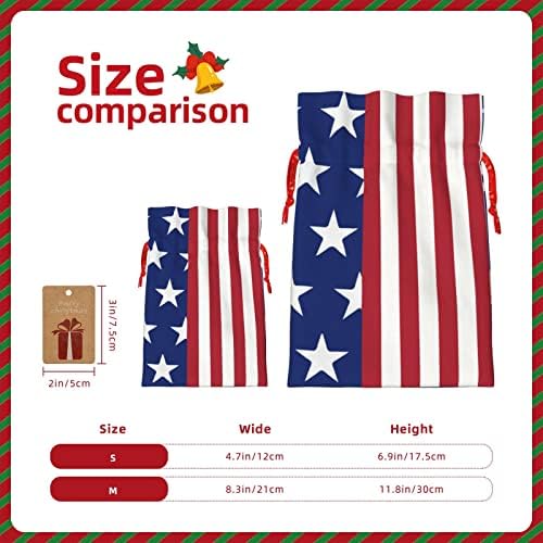 Божиќни Торби За Подароци Новина-Американско-Американско Знаме Претставува Торби За Завиткување Божиќни Вреќи За Пакување Подароци Торбички
