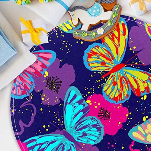 Heoeh боја пеперутки се распрскува шема, не -лизгачки врат 15,7 тркалезна област килими килими за деца спална соба бебе соба игра соба