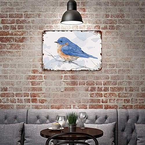 Миаоке Сина птица Акварел Новина Знак Гроздобер Метал Калај Знак Ѕид Знак Плакета Постер