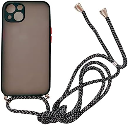 Caseингјун Гокикизи случај со каиш за iPhone 13, прилагодлива лента за вкрстени страни, TPU Shockproof заштитен телефонски случај со анти-изгубени рамо на вратот на вратот-црна