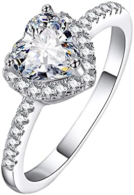 925 Стерлинг сребрен дијамантски срцев прстен за жени симулиран прстен за ангажман на дијаманти ветувајќи го прстенот за невестински годишнини