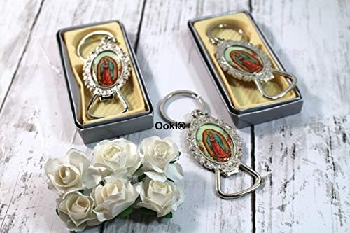 12 Лејди Гвадалупе Дева Марија Елегантна чипка дизајн на клучеви за клучеви за забави на Баутизо Реуердос Квинеанера Причест