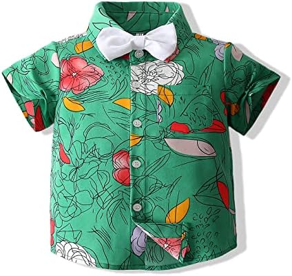 Бебе момче шорцеви поставува хавајски облека, новороденче остави цветни кратки ракави кошула врвни+шорцеви костуми