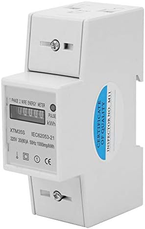 Fafeicy Din-Rail Electric Meter, 220V дигитален 1-фаза 2 жица 2P Din-Rail Electric Meter Electronic KWH метар А), Електрични додатоци