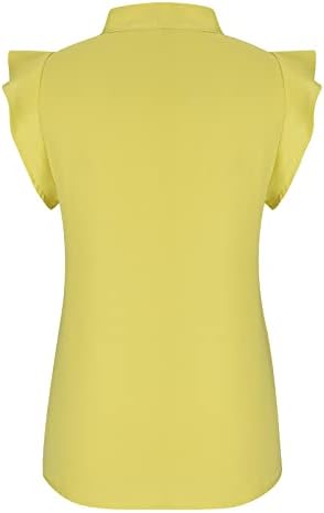Oplxuo женски капа на ракав врвови летни обични ракави без ракави за вратот на вратот предни маици блузи со цврста боја резервоар на врвови