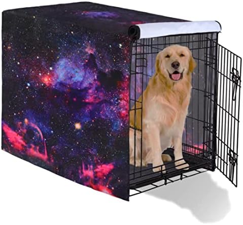 Kyku Purple Galaxy Dog Crate Cover Cover Providy Providy Camo Designer 3D Print Model Смешно слатко одгледувачница за миленичиња кафез покритие водоотпорна тешка должност за 24in, 30in, 36in, 42in, 48in кучиња гај?