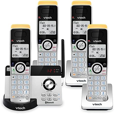 VTech IS8121-4 Супер долг дострел до 2300 стапки Dect 6.0 Bluetooth 4 Слушач за безжичен телефон за дома со машина за одговарање, блокирање на