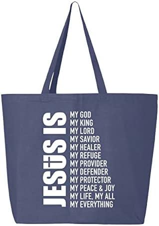 Shop4ever Исус е мојот сè тота торба џамбо тешка платно тота за еднократно торба за купување 10 мл