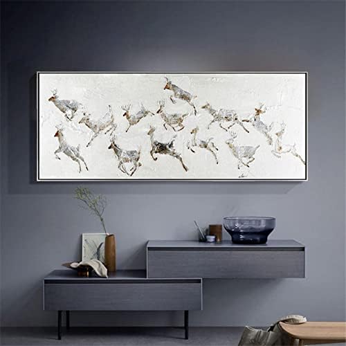 Skyinbags рачно насликани ирваси за скокање со ирваси - животински банер модерна апстрактна текстура со голема големина Апстрактна