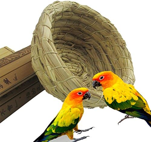 Рачно изработени Занает Слама Гнездо Ткаат Вештачки Птичји Гнездо За Папагал Afric Африкански Сиви Папагали Птичји Кафез Додатоци