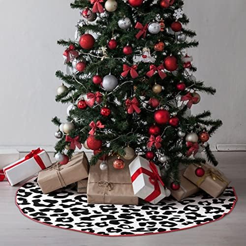 Снежно Црно Бело Леопард Печатење Елка Здолниште Мек Кадифен Црвен Покриен За Божиќна Забава Празнични Украси Внатрешен Надворешен