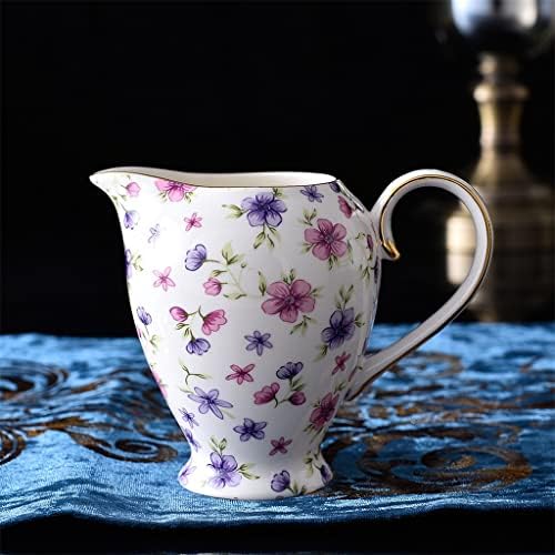 Жухв Европски Убав Мал Цвет Златна Линија Керамички Чај Сет Дизајн Порцелан Кафе Чаша И Чинија Во Собата