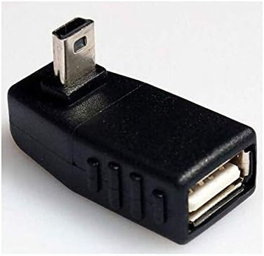 Mini USB машки до USB женски 90 степени на конвертор на лев агол на конверторот, синхронизација на адаптерот за автомобил MP3 MP4 Таблети