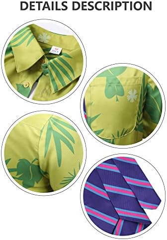 DAZCOS Сад Големина Зелена Печатена Маица Виолетова Вратоврска За Мажи Косплеј или Секојдневен