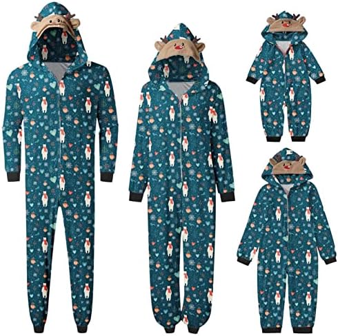 Christmas Unysie Hourdies Sumpsuit Playuit, појавување на семејни пижами поставува Божиќни пижами за семејство 2022 година