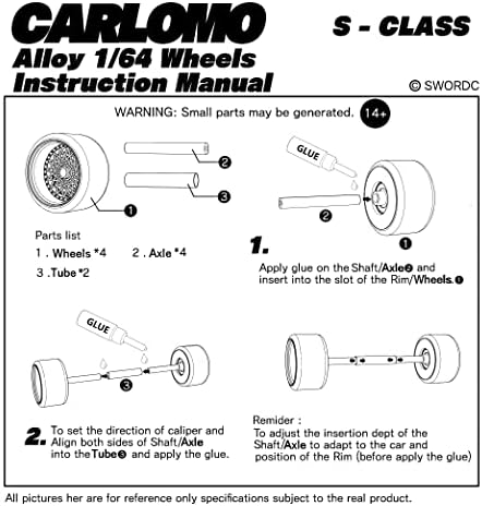 Карломо 1/64 Скала Д-класа Алуминиумски тркала гумени гуми со оски за професионален модифициран комплет за детали за возилото на